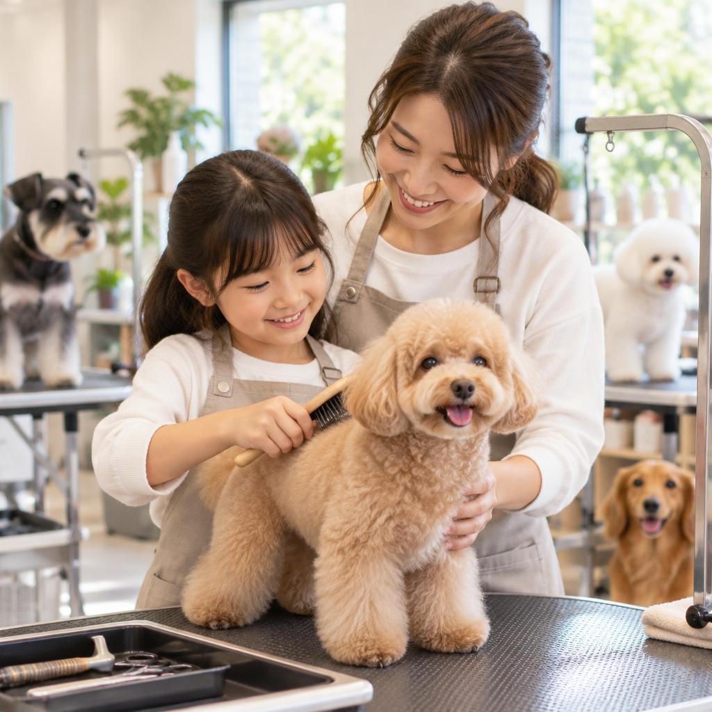 愛犬の「かわいい」を、親子でつくる学びの時間に。グラスプグルーミングスクールで、犬種に合わせたグルーミングを楽しく体験しよう！