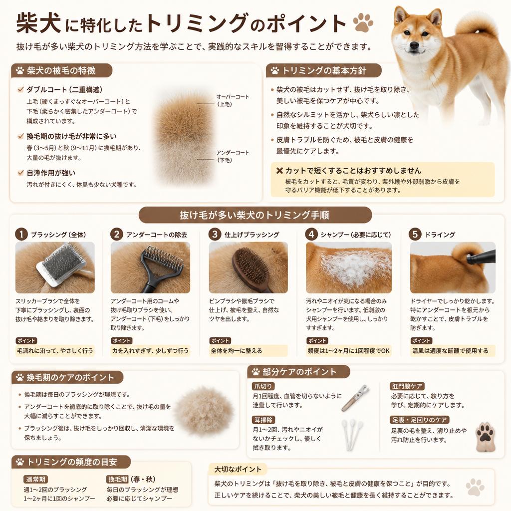 柴犬のトリミング体験