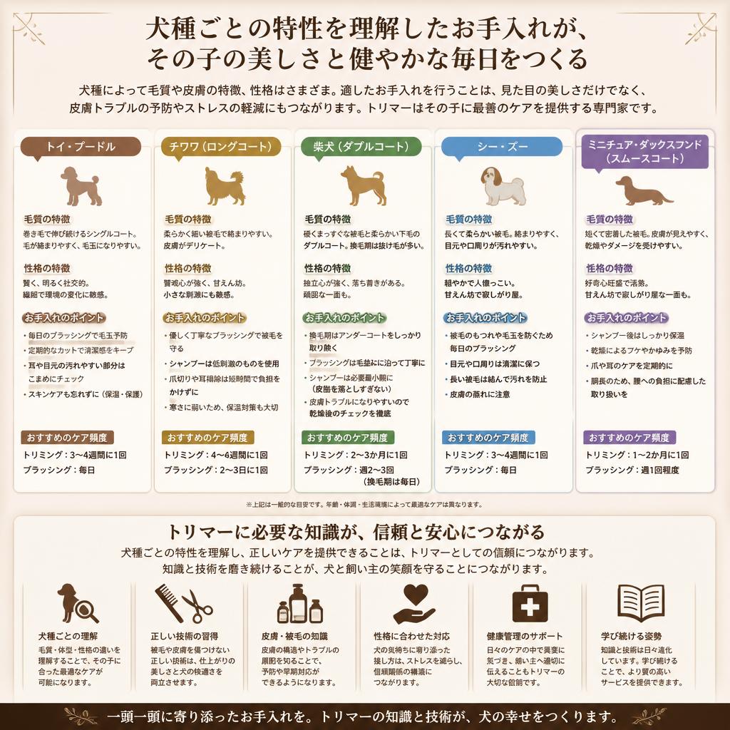 3. 犬種ごとのお手入れテクニック