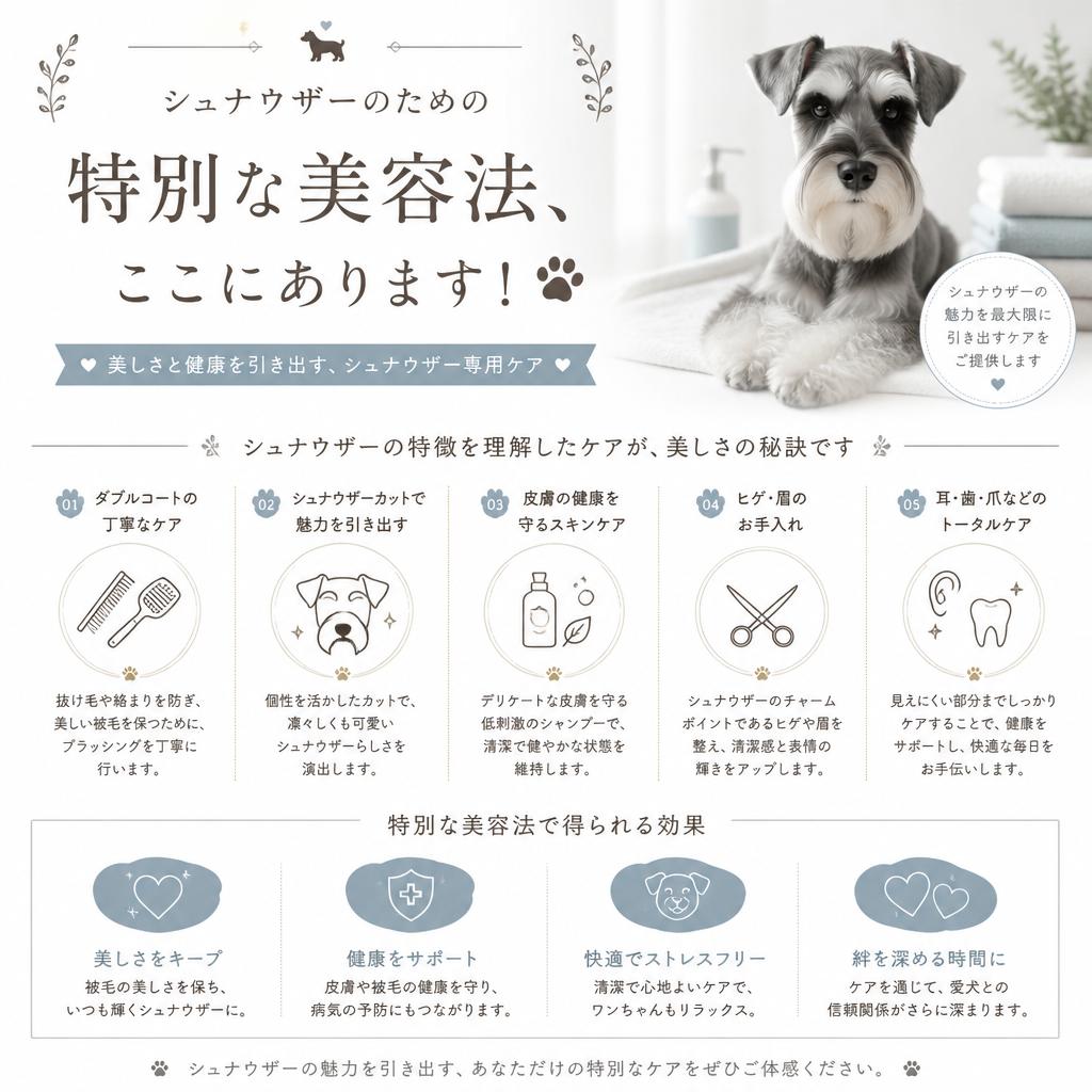 シュナウザーのための特別な美容法、ここにあります！