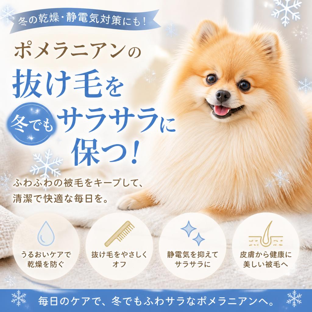 ポメラニアンの抜け毛を冬でもサラサラに保つ！