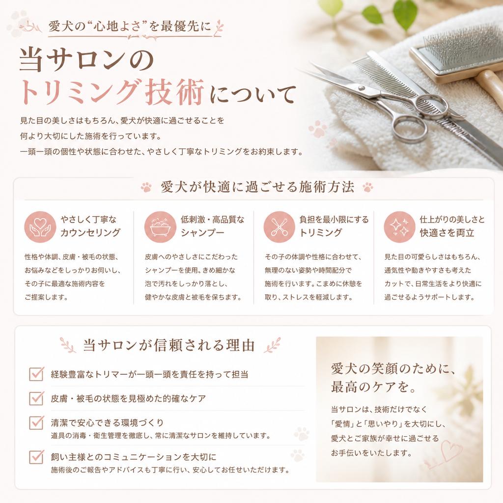 トリミング技術の高さ