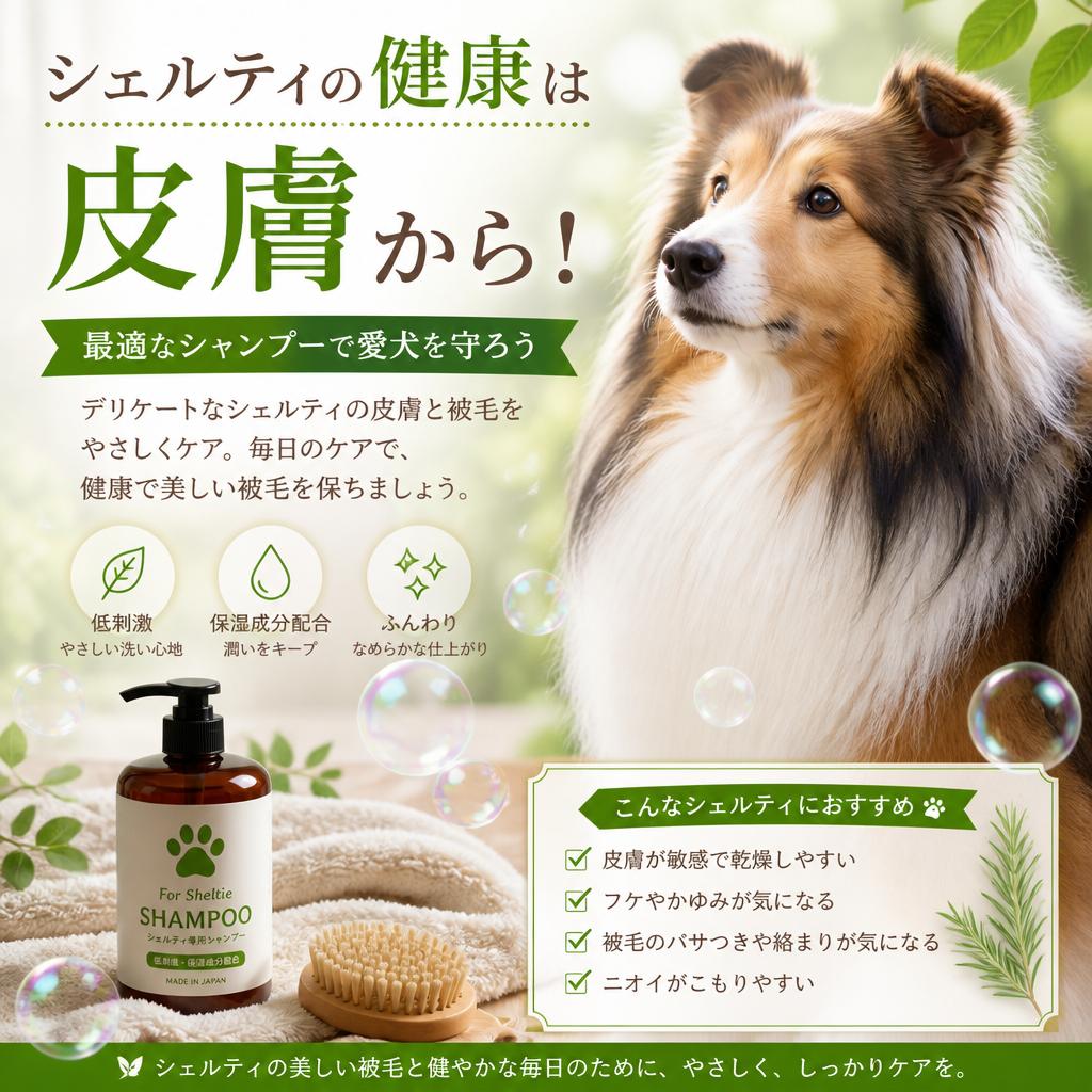 シェルティの健康は皮膚から！最適なシャンプーで愛犬を守ろう