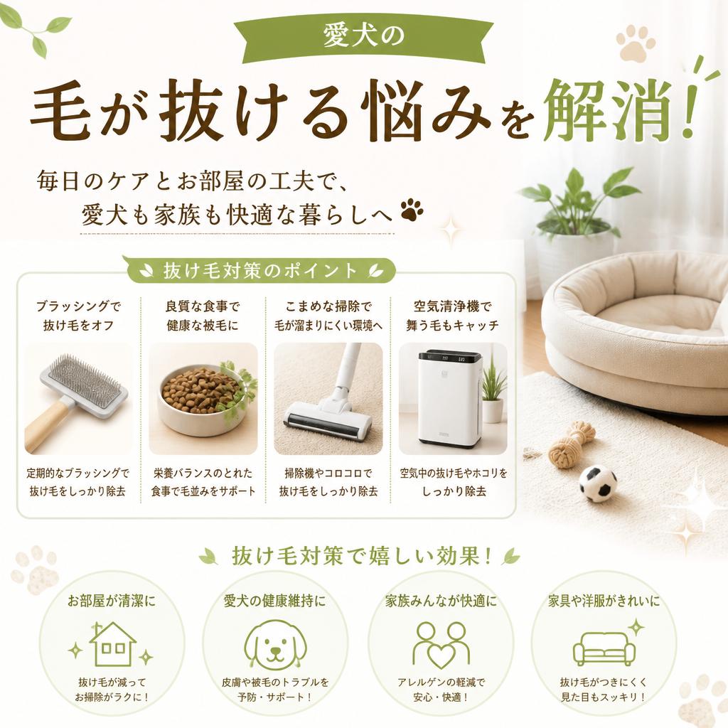 愛犬の毛が抜ける悩みを解消！