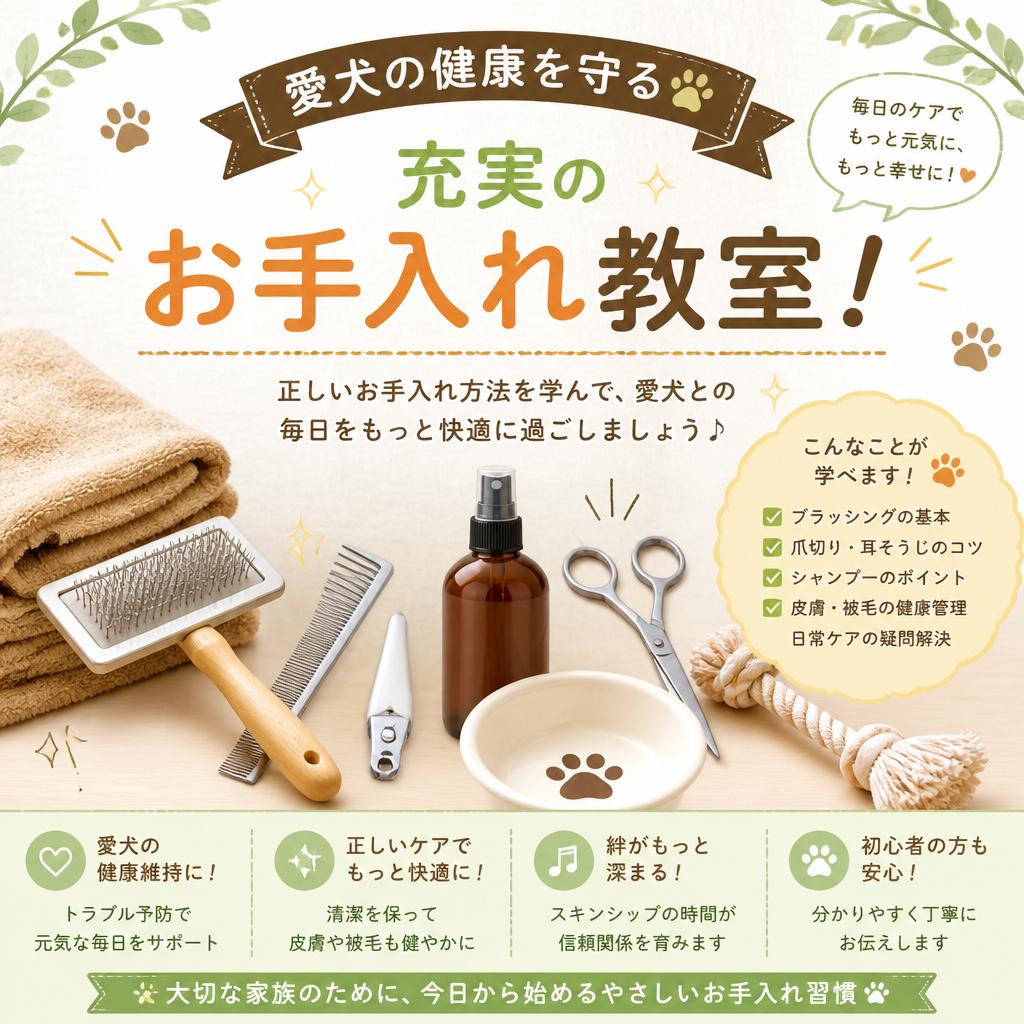 愛犬の健康を守る、充実のお手入れ教室！