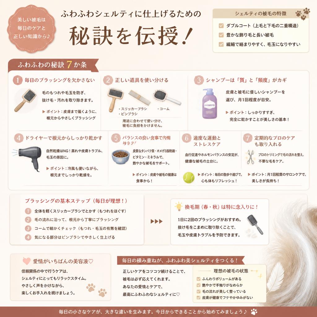 ふわふわシェルティに仕上げるための秘訣を伝授！