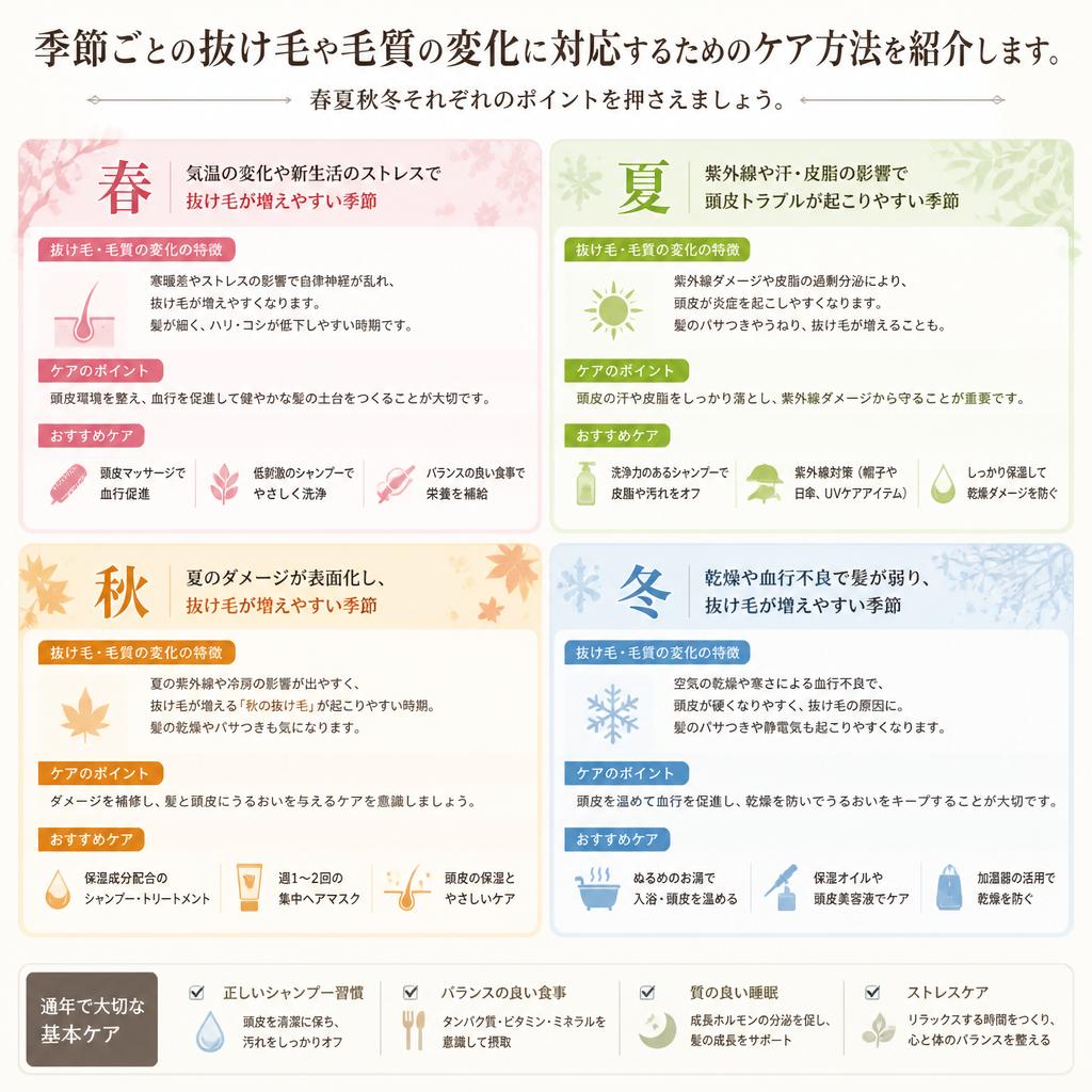 季節別の毛のお手入れ方法